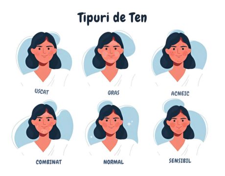 comparatie intre diferite tipuri de ten: seboreic, mixt, uscat, sensibil
